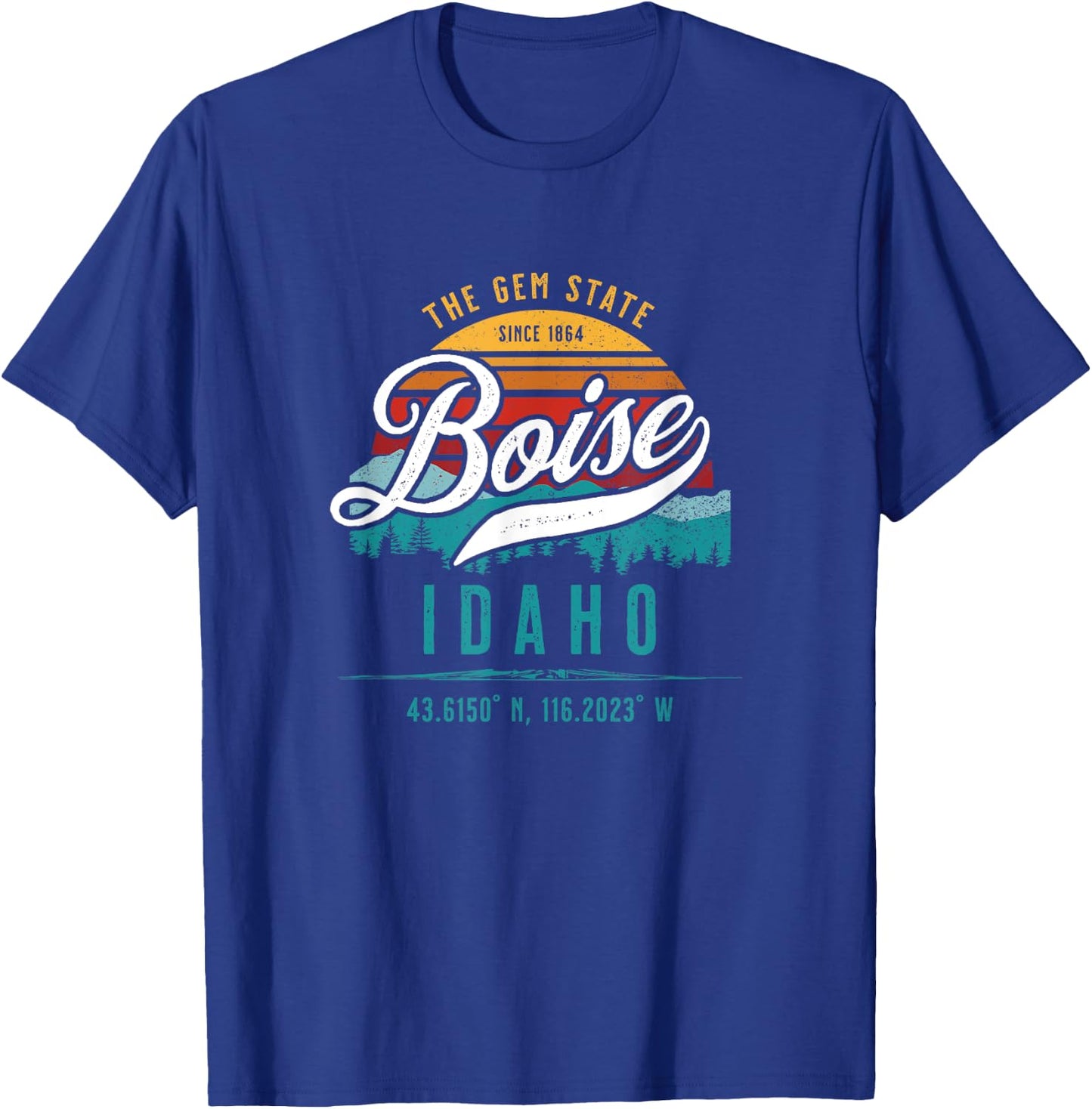Boise Idaho ID USA Retro Sunset Novelty Souvenir T-Shirt - T-Shirt | Royal