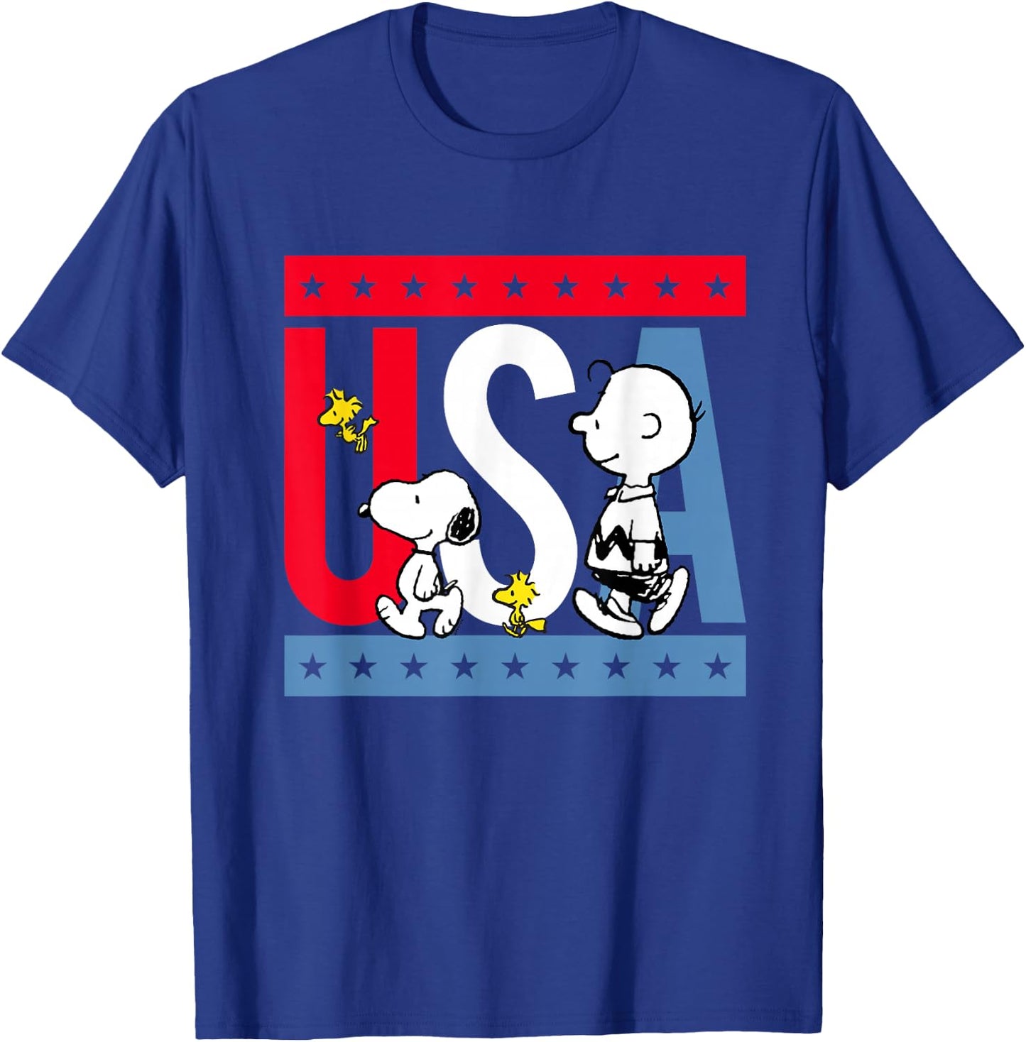 Peanuts Snoopy Americana red White and Blue USA T-Shirt - T-Shirt | Royal