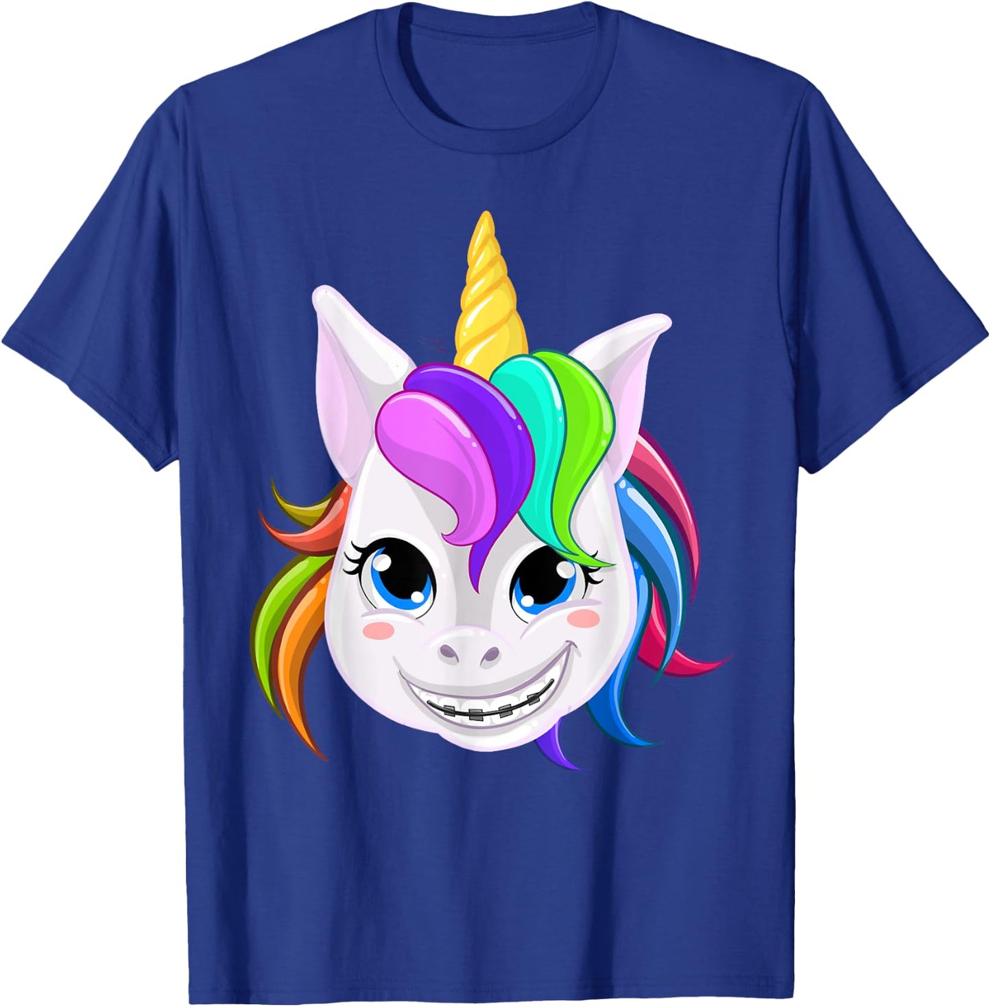 Cool Unicorn With Dental Braces Funny Horn Horse Smile Gift T-Shirt - T-Shirt | Royal