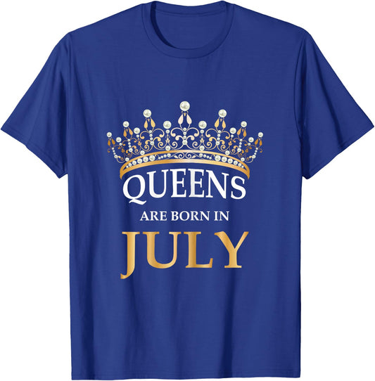 Women's Queens Are Born In July - Cute Girls Birthday Gift T-Shirt - T-Shirt | Royal