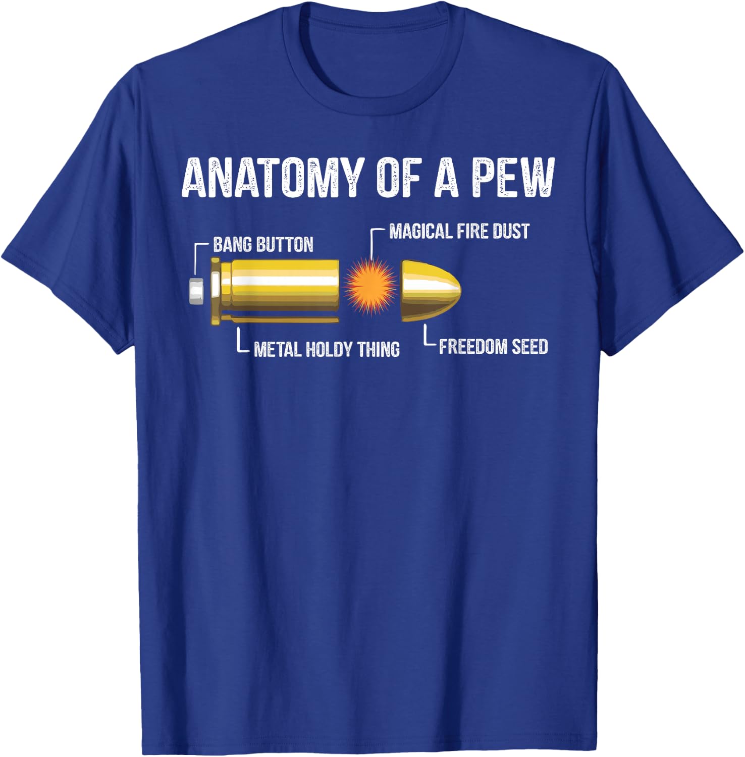 Funny Gun Ammo Bullet Gift - Anatomy Of A Pew T-Shirt - T-Shirt | Royal