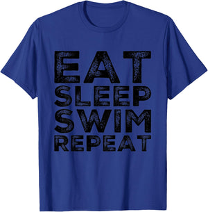 Kids Eat Sleep Swim Repeat Boys Girls Swimming Lessons T-Shirt - T-Shirt | Royal