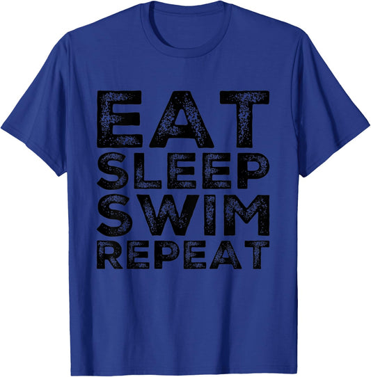Kids Eat Sleep Swim Repeat Boys Girls Swimming Lessons T-Shirt - T-Shirt | Royal