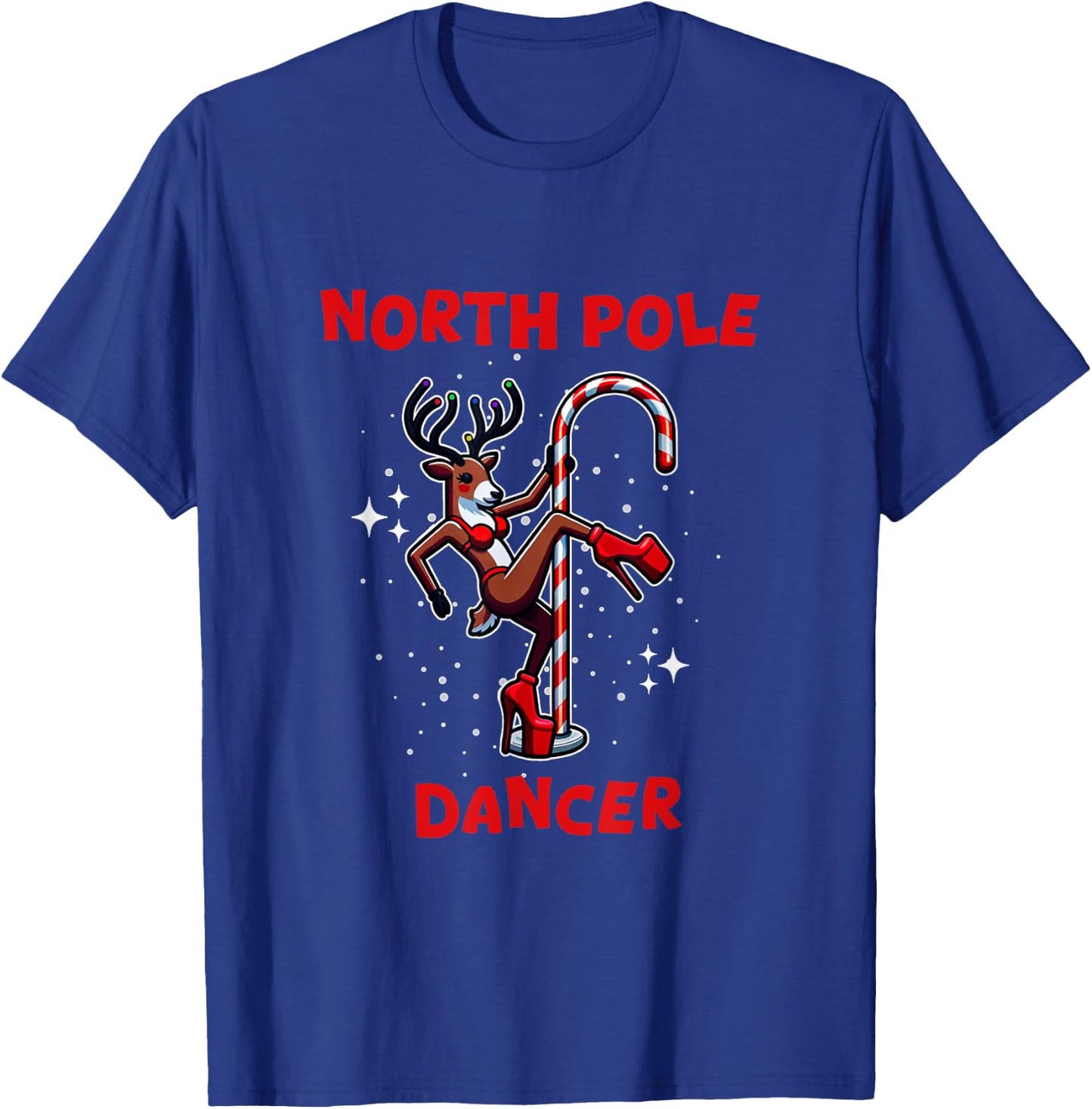 Santa's Naughty List Wear Adult Christmas Humorous Novelty Black Small Modern Humorous Letter Print Short Sleeve North Pole Dancer Reindeer Stripper Pole Funny Christmas T-Shirt - T-Shirt | Royal