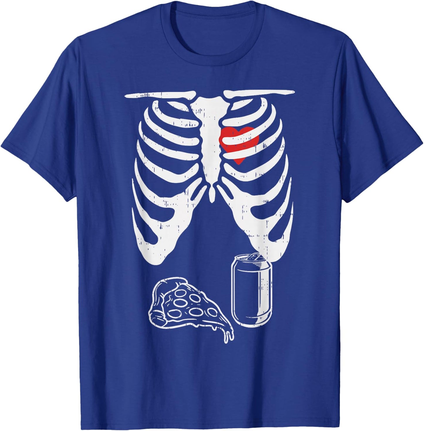 Halloween Pregnancy Skeleton Shirt Dad Husband Pizza Beer T-Shirt - T-Shirt | Royal