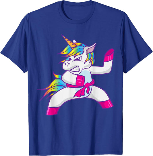 Ninja Unicorn Karate Taekwondo Kung Fu Fighting Unicorn T-Shirt - T-Shirt | Royal