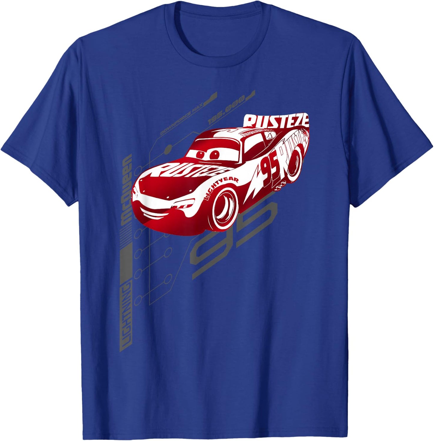 Disney Pixar Cars Lightning McQueen Neon Schematics Logo T-Shirt - T-Shirt | Royal