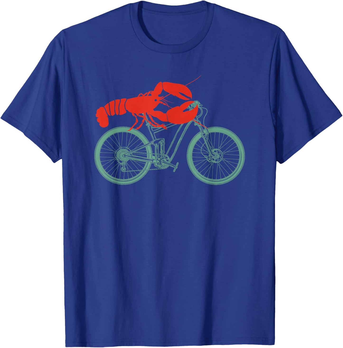 Cycling Lobster Mountain Bike Cyclist Cool Gifts -Adults Black Cotton Short Sleeve Classic Fit Collarless Retro Cycling Small T-Shirt - T-Shirt | Royal