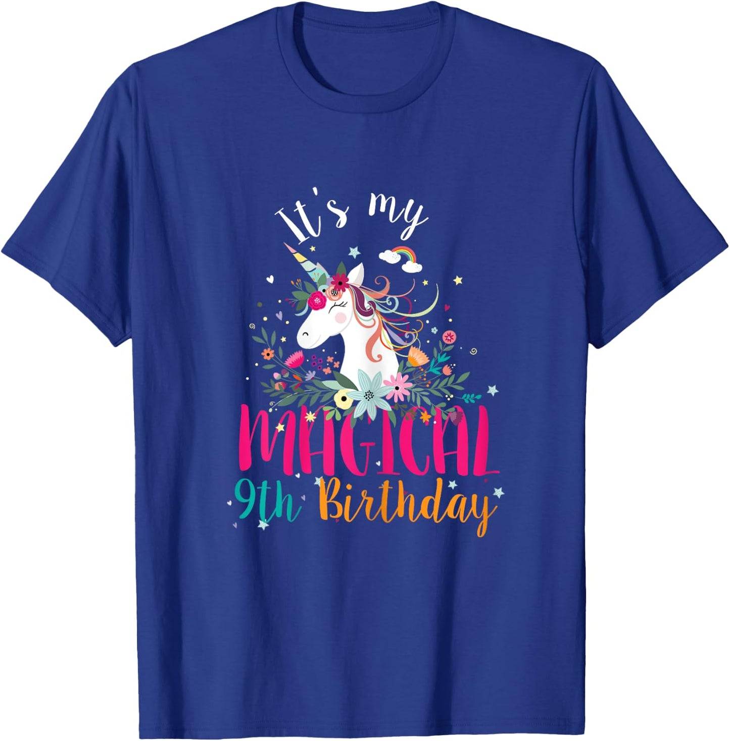 Its my 9th Birthday Unicorn Gifts 9 Years Old Birthday Girl T-Shirt - T-Shirt | Royal