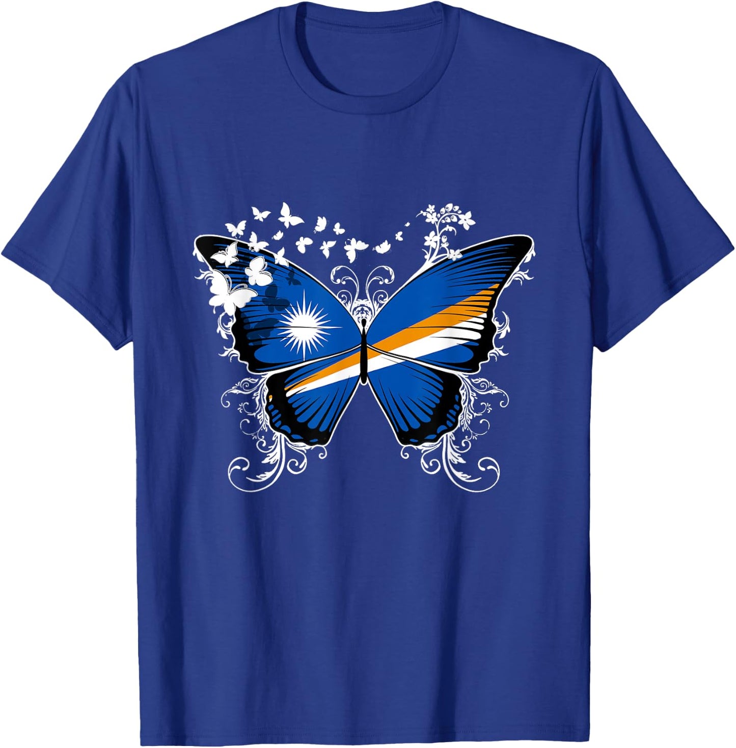 Marshall Islands Flag Shirt Butterfly Graphic T Shirt T-Shirt - T-Shirt | Royal