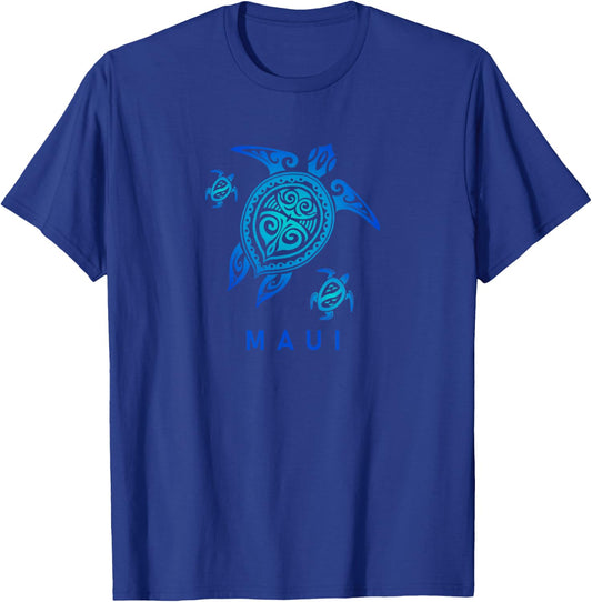 Maui Hawaii Sea Blue Tribal Turtle T-Shirt - T-Shirt | Royal