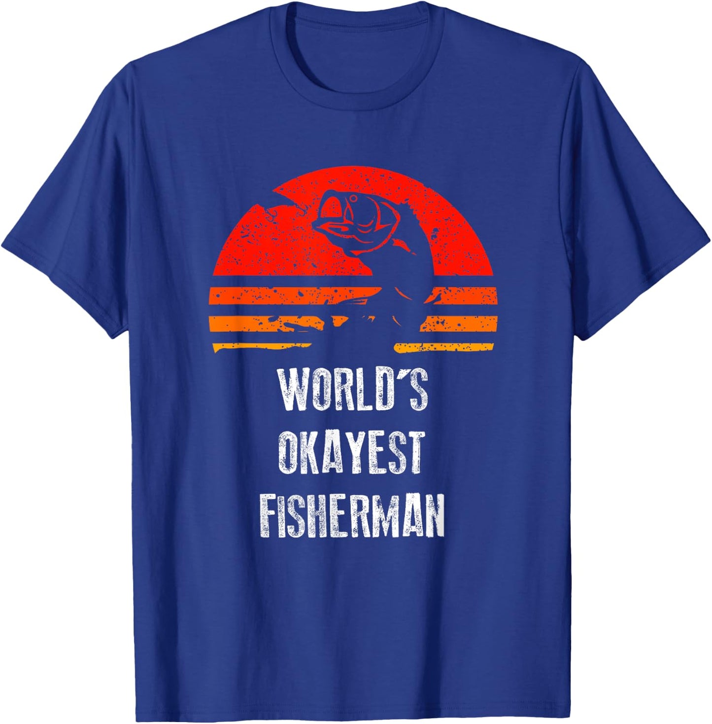 Retro Fishing Worlds Okayest Fisherman Vintage Gift T-Shirt - T-Shirt | Royal