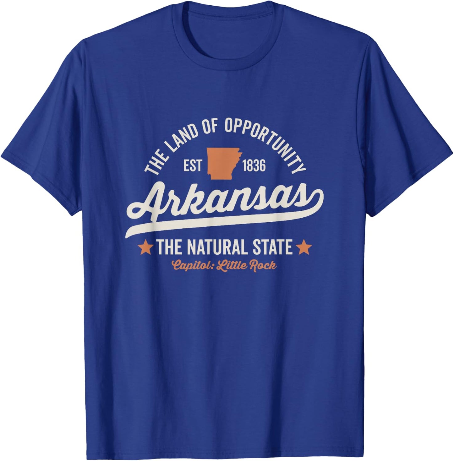 Arkansas Vintage Sports Design Natural State Light Text T-Shirt - T-Shirt | Royal