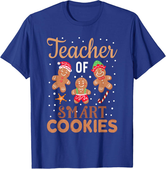 Christmas Teacher Cute Gingerbread Cookies Women Kids T-Shirt - T-Shirt | Royal