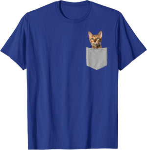 Funny Bengal Cat In Pocket Cute Kitty Lover Gifts T-Shirt - T-Shirt | Royal
