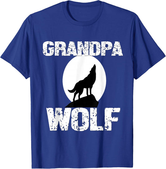 Grandpa Wolf Matching Family Tribe Wolves Moon Dad Papa T-Shirt - T-Shirt | Royal