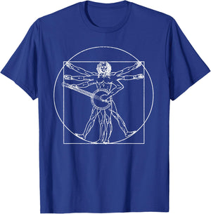 Banjo Vitruvian Man Funny Bluegrass Folk Music Banjo Player T-Shirt - T-Shirt | Royal