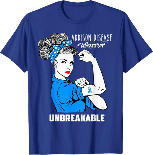 Addison's Disease Warrior Unbreakable Awareness Gift T-Shirt - T-Shirt | Royal