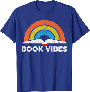 Vintage Retro Book Vibes Rainbow Gift Reading Lovers T-Shirt - T-Shirt | Royal