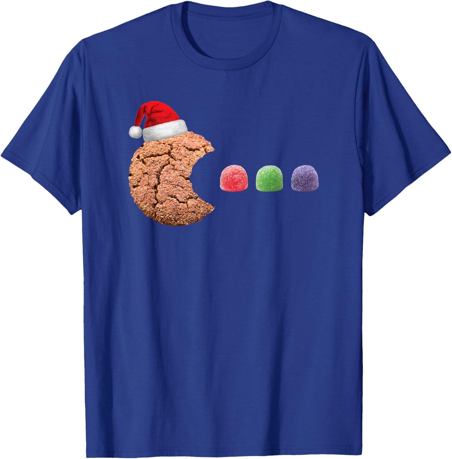 Funny 80's Retro Gamer Gingerbread Cookie Gumdrops Christmas T-Shirt - T-Shirt | Royal