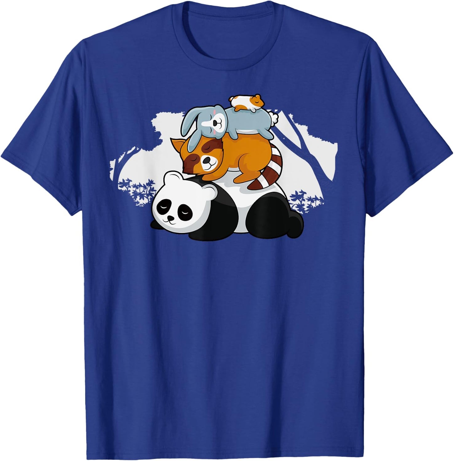 Panda Raccoon Rabbit Hamster Cute Sleeping Animals Pyramid T-Shirt - T-Shirt | Royal