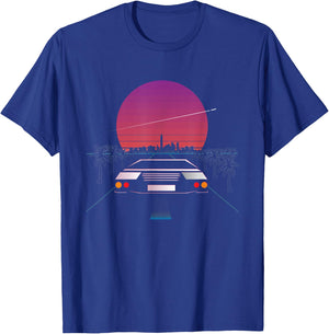 Retrowave Synthwave Aesthetics Sports Car T-Shirt - T-Shirt | Royal