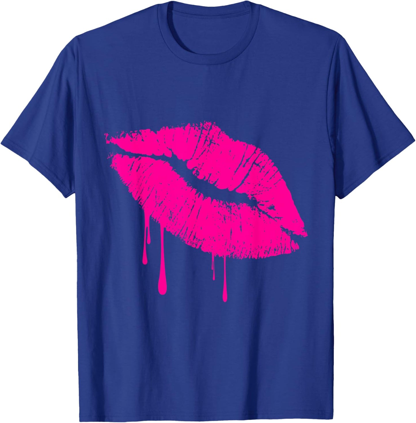 Hot Pink Lips Kiss 80s Lipstick Party Drip 1981 T-Shirt - T-Shirt | Royal