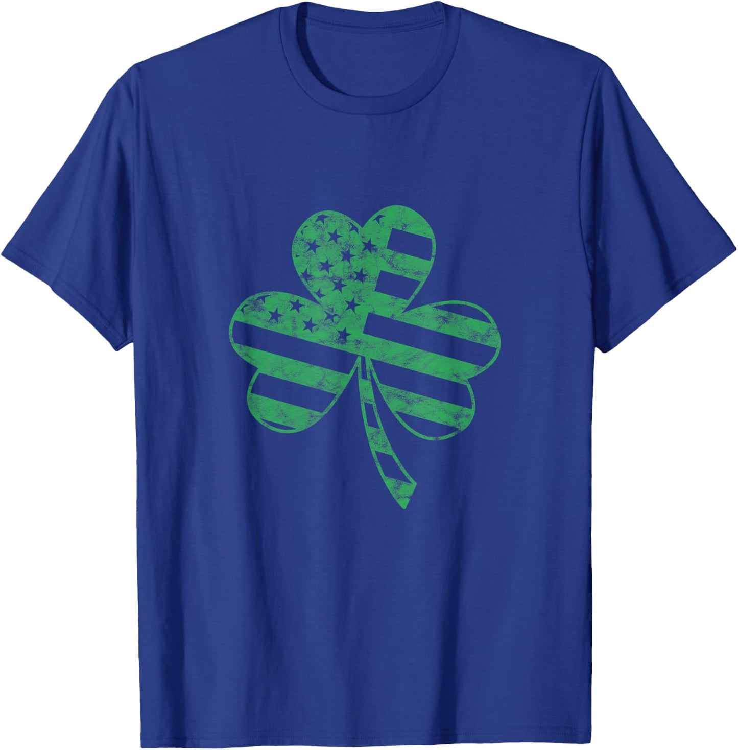 Irish American Flag Vintage Shamrock St Patricks Day T-Shirt - T-Shirt | Royal