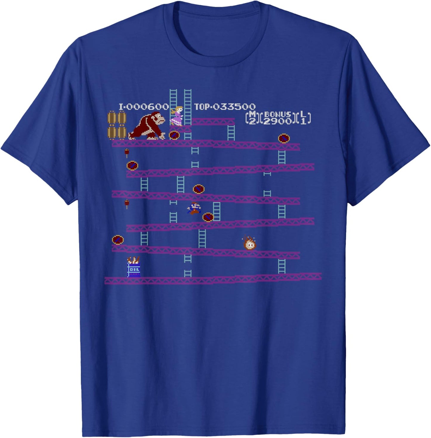Donkey Kong Retro Arcade Game Screen T-Shirt - T-Shirt | Royal