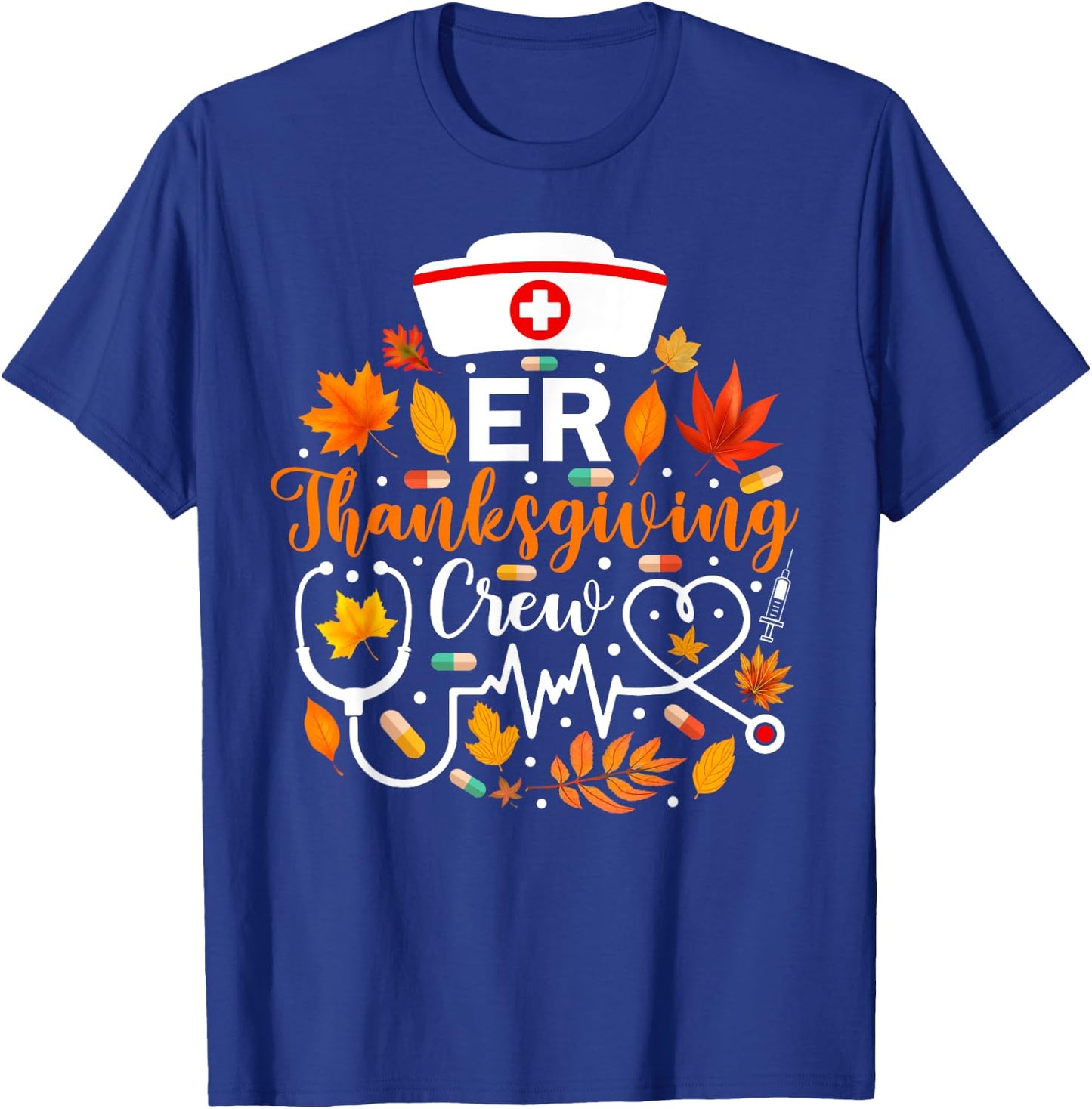 ER Nurse Crew Thanksgiving - Adults, Black, Small, Short Sleeve, , Thanksgiving Nurse Gift T-Shirt - T-Shirt | Royal