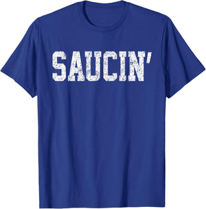 Saucin . Urban Hip Hop Rap Shirt Distressed Retro T-Shirt - T-Shirt | Royal