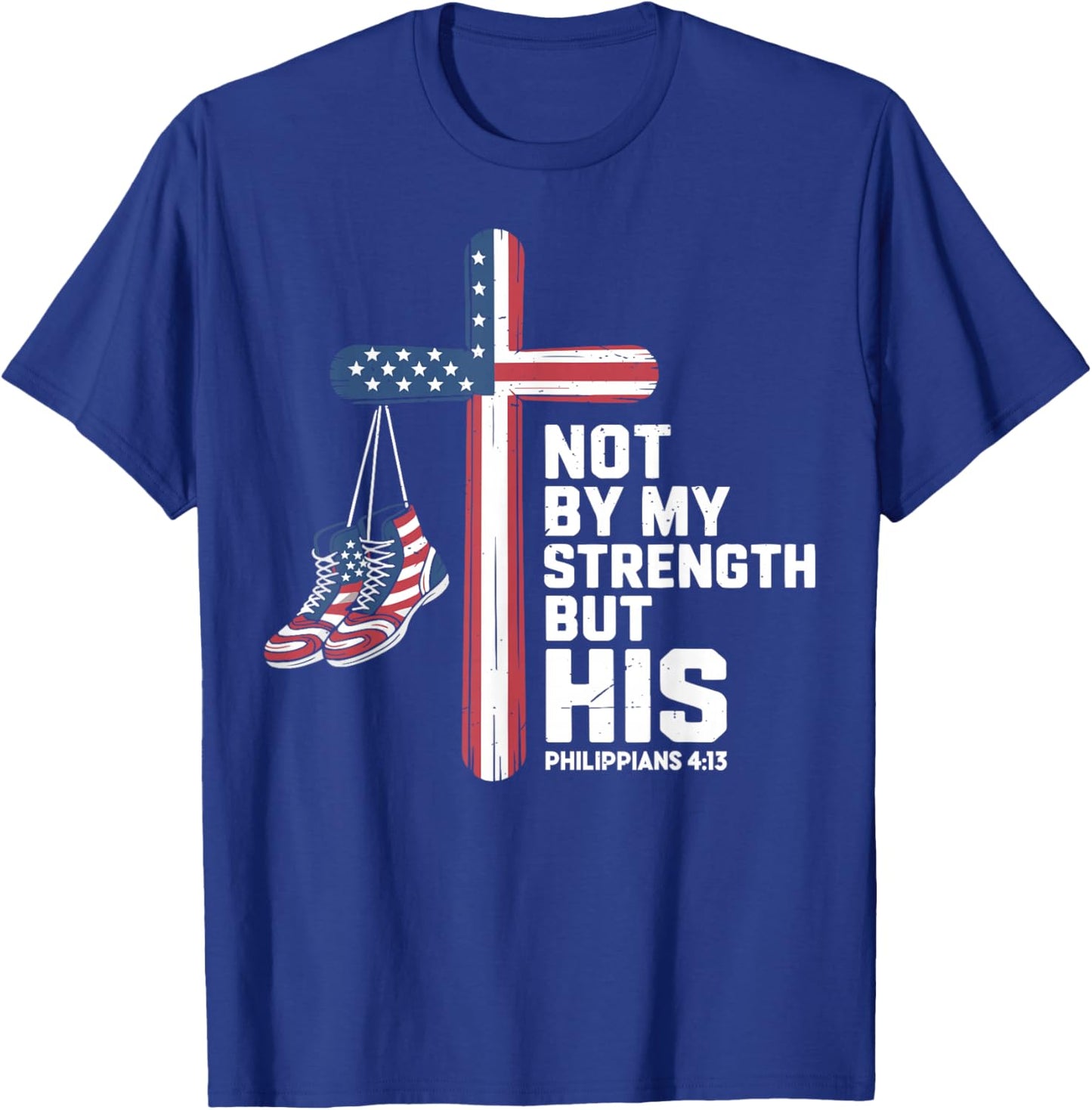 Youth Christian Wrestling American Flag US Patriotic Jesus T-Shirt - T-Shirt | Royal