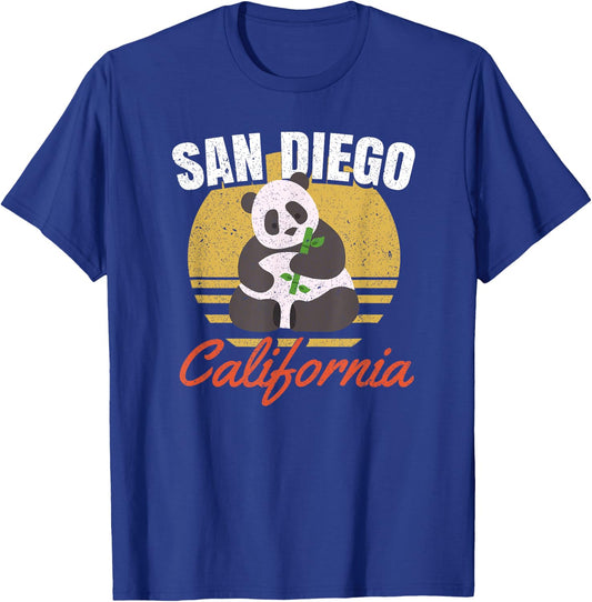 San Diego Shirt-Retro Panda Zoo-California State T Shirt T-Shirt - T-Shirt | Royal