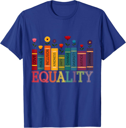 Floral Flower Book Equality Human Rights Women's Rights T-Shirt - T-Shirt | Royal