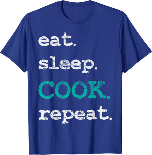 Cook Cooking Chief Eat Sleep Repeat Funny Vintage Gift T-Shirt - T-Shirt | Royal