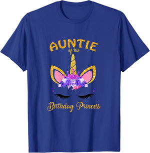 Aunt Of The Birthday Princess Unicorn Birthday Girl Auntie T-Shirt - T-Shirt | Royal