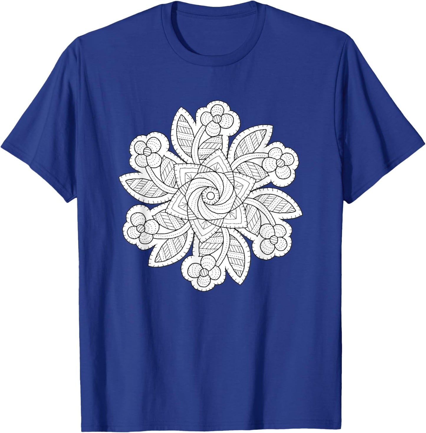Quilted Mandala Coloring/Colorable T-Shirt - T-Shirt | Royal