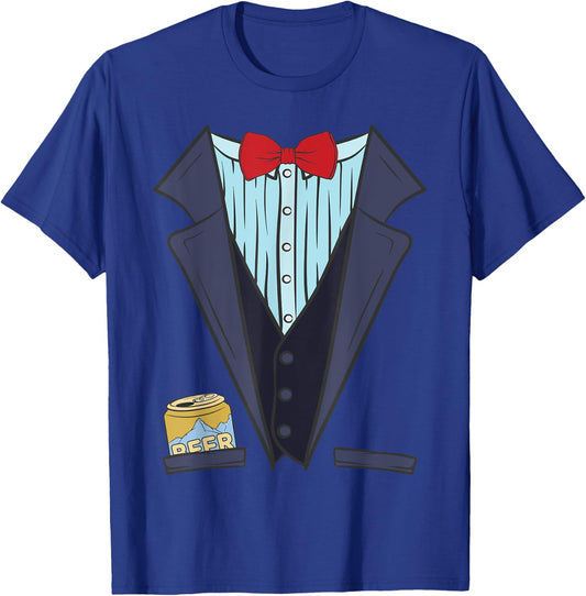 Bachelor Party Shirt for Best Man Beer Can Fake Tuxedo Shirt T-Shirt - T-Shirt | Royal