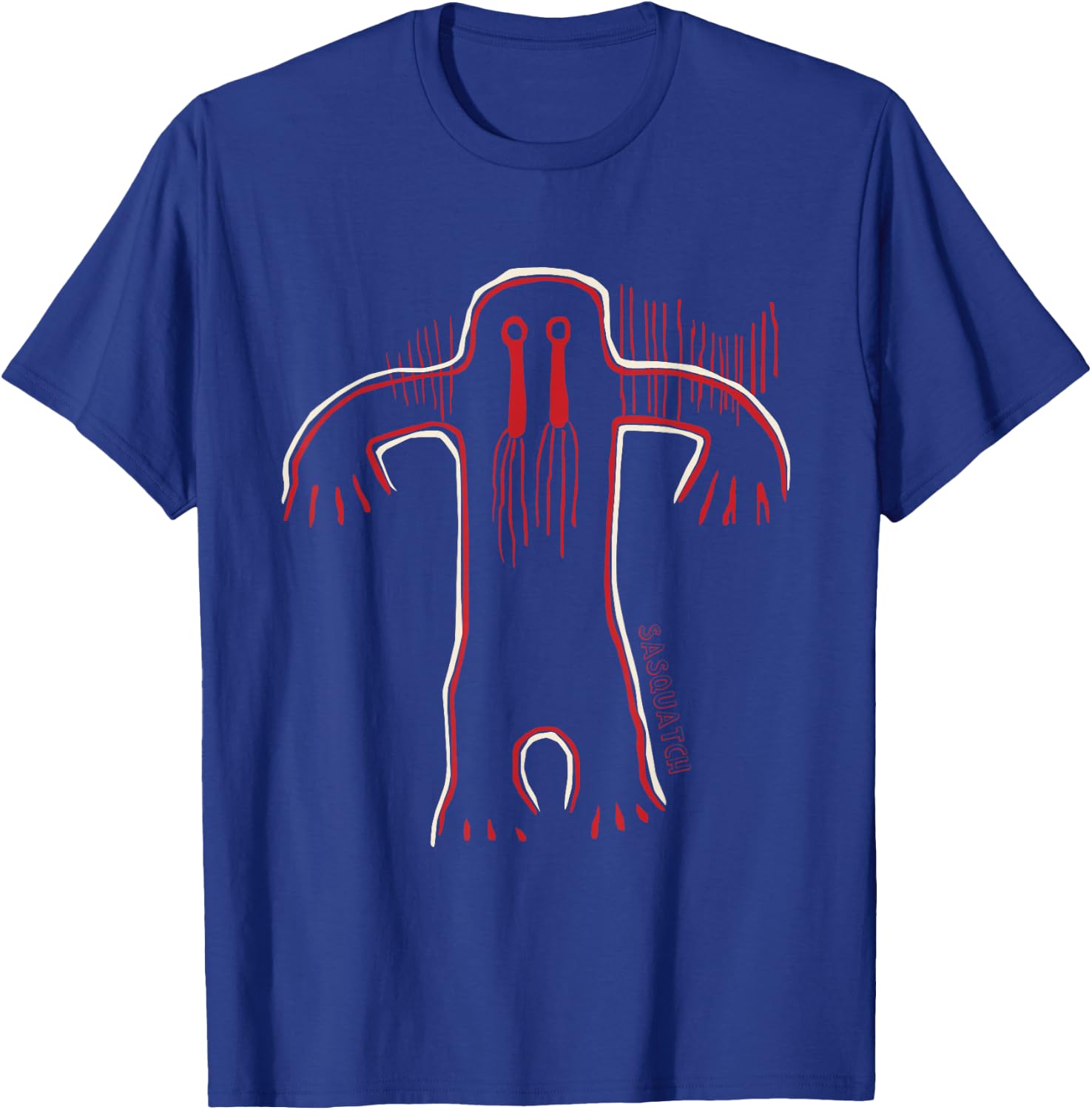Native American Bigfoot -Sasquatch Petroglyph Cave Art T-Shirt - T-Shirt | Royal