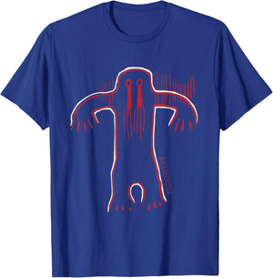 Native American Bigfoot -Sasquatch Petroglyph Cave Art T-Shirt - T-Shirt | Royal