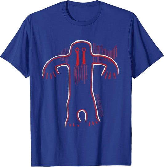 Native American Bigfoot -Sasquatch Petroglyph Cave Art T-Shirt - T-Shirt | Royal