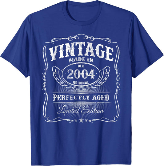 Vintage Classic Born In 2004 Classic 21st Birthday T-Shirt - T-Shirt | Royal