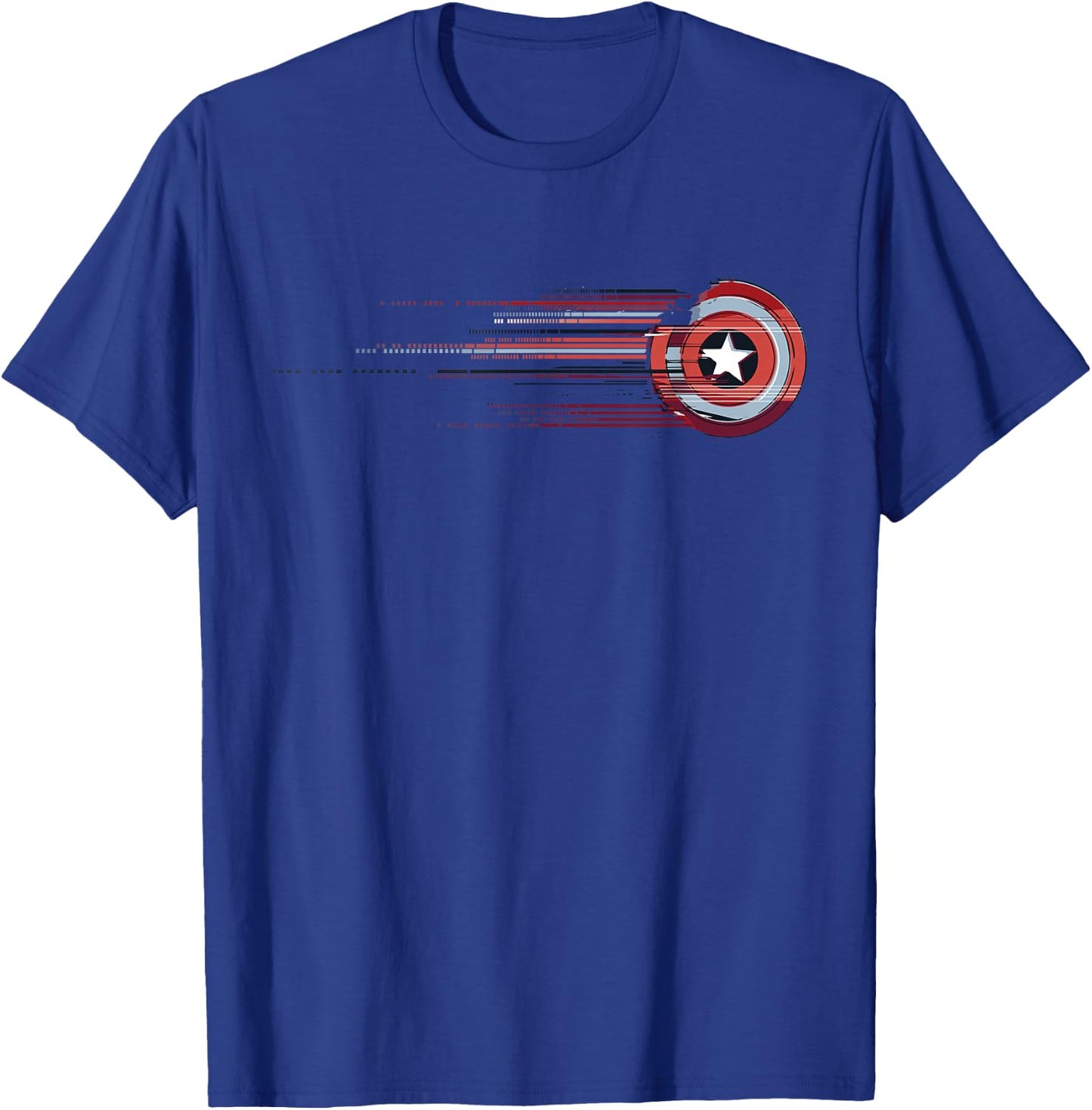 Marvel Captain America Shield Glitch Stripes T-Shirt - T-Shirt | Royal