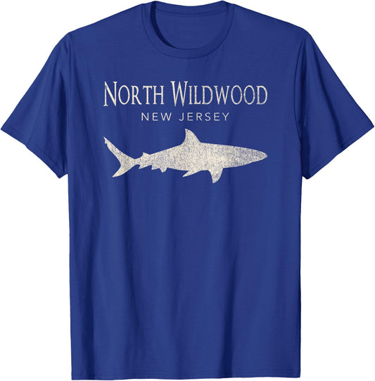 Retro North Wildwood NJ Shark T-Shirt - T-Shirt | Royal