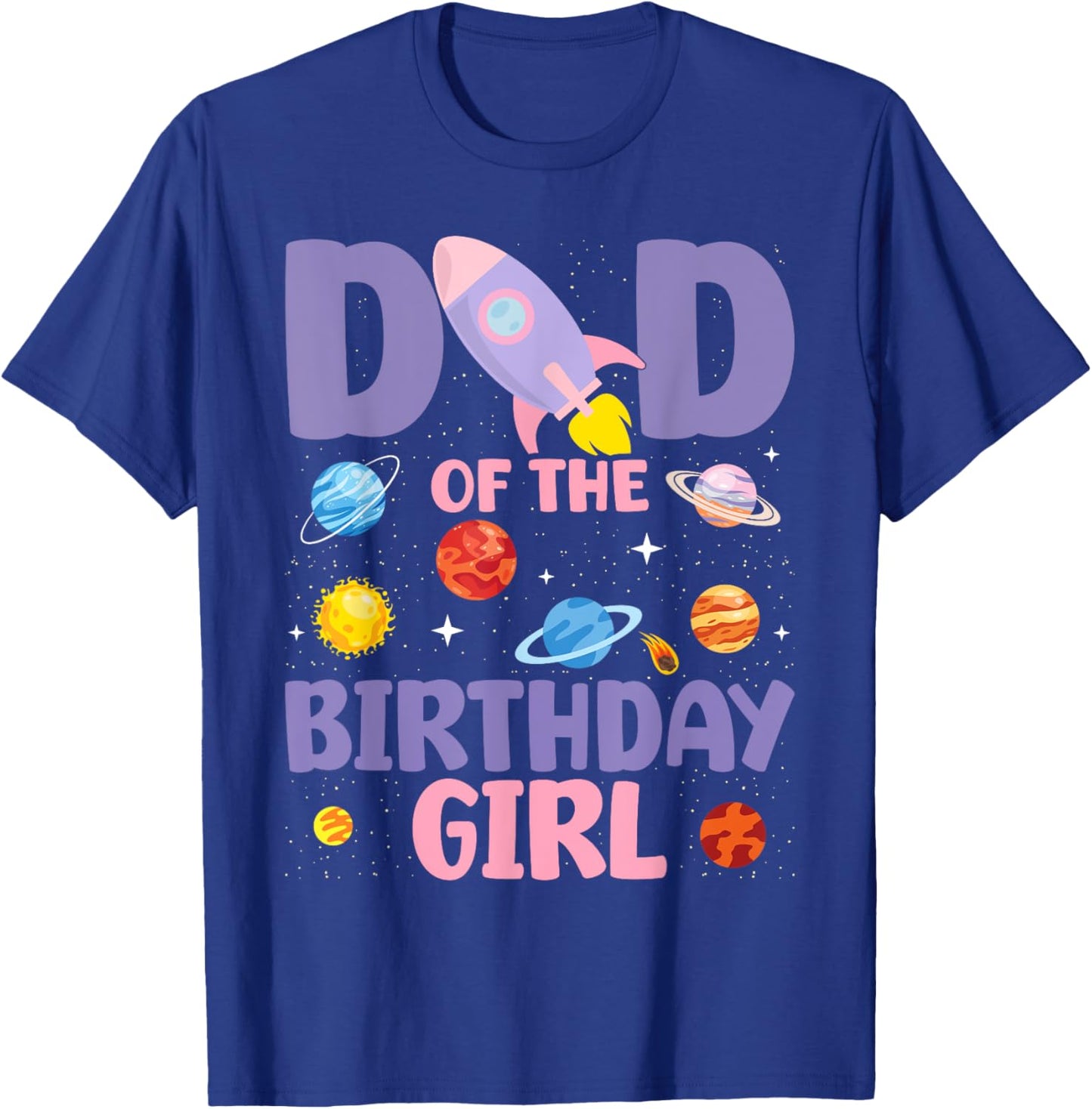 Two The Moon Dad Of the Birthday Girl Astronaut Family Party T-Shirt - T-Shirt | Royal
