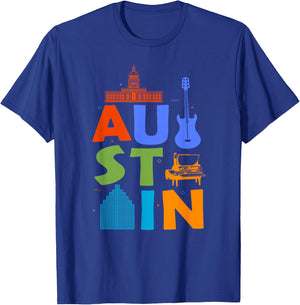 Austin Texas Souvenir Guitar Music City Austin T-Shirt - T-Shirt | Royal