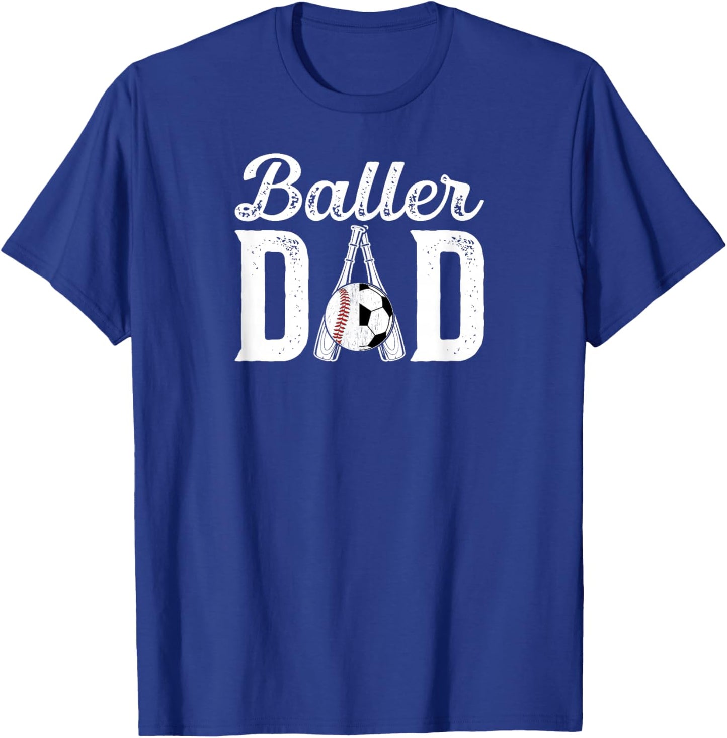 Baller Dad Proud Baseball Soccer Dad Of Ballers T-Shirt - T-Shirt | Royal