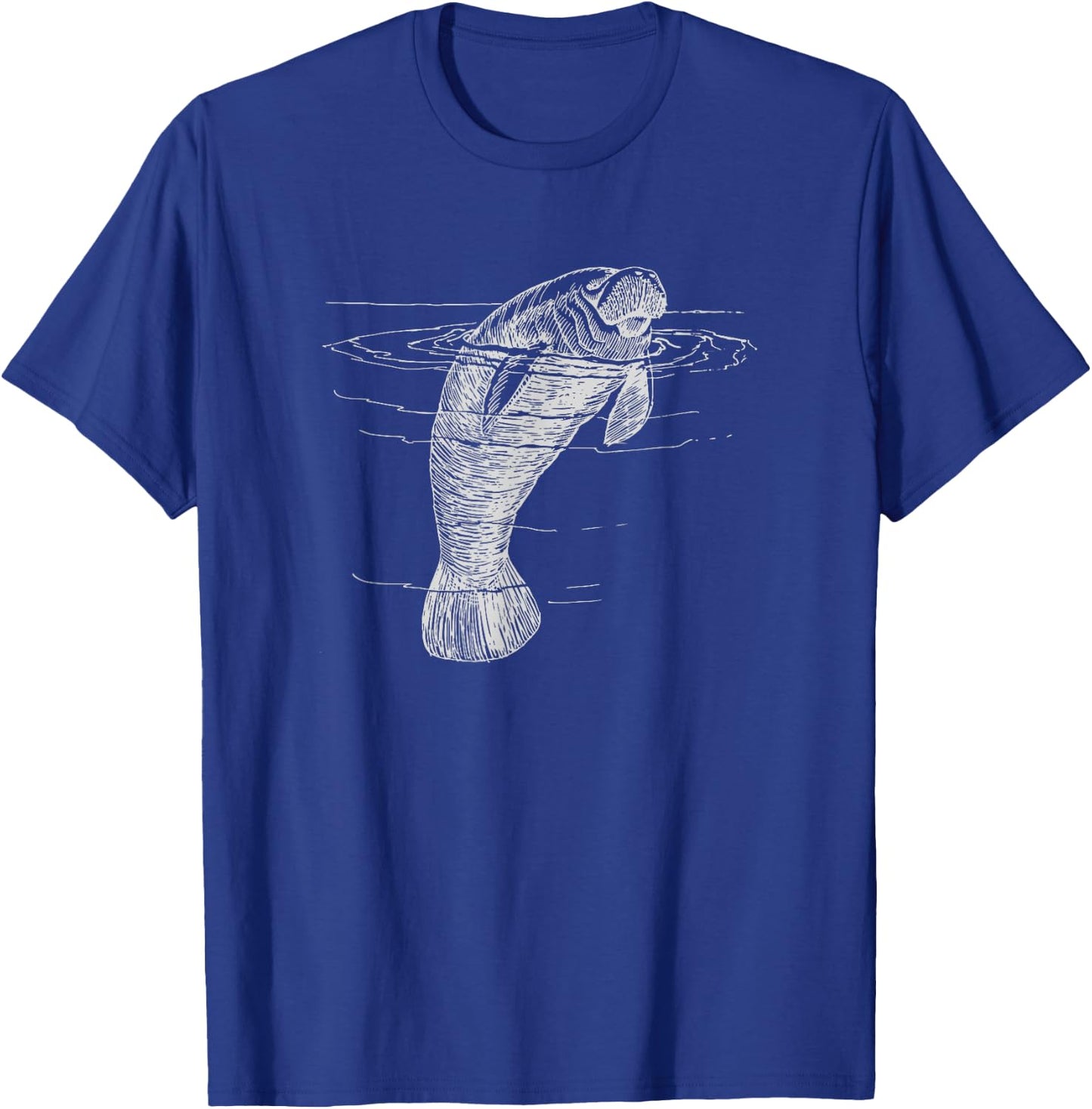 Manatee Illustration Sea Cow Marine Mammal Friendly Manatee T-Shirt - T-Shirt | Royal