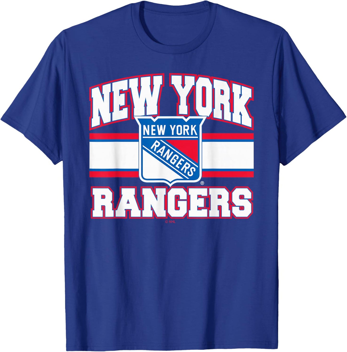 New York Rangers Stripe Black Officially Licensed T-Shirt - T-Shirt | Royal