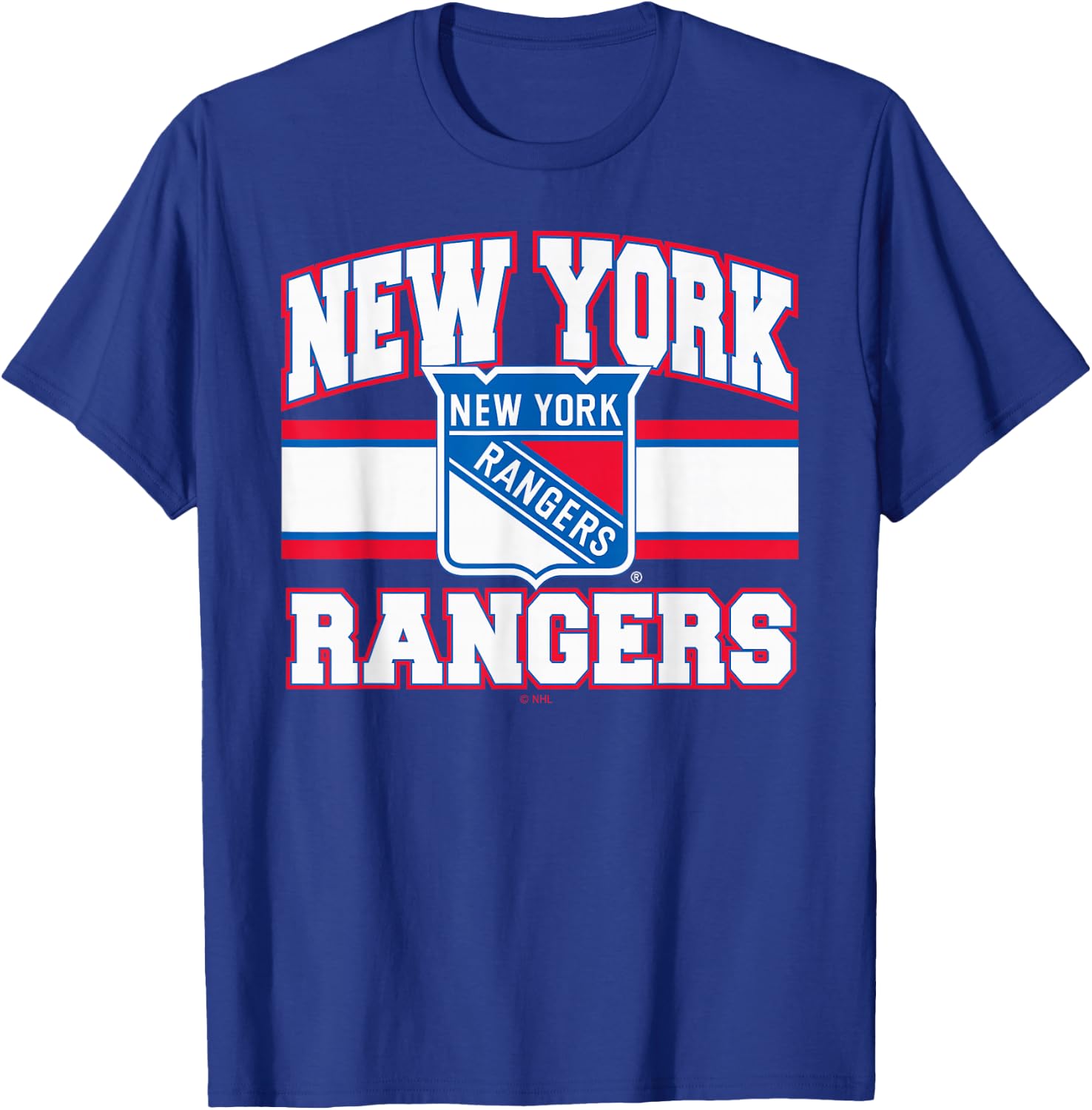 New York Rangers Stripe Black Officially Licensed T-Shirt - T-Shirt | Royal
